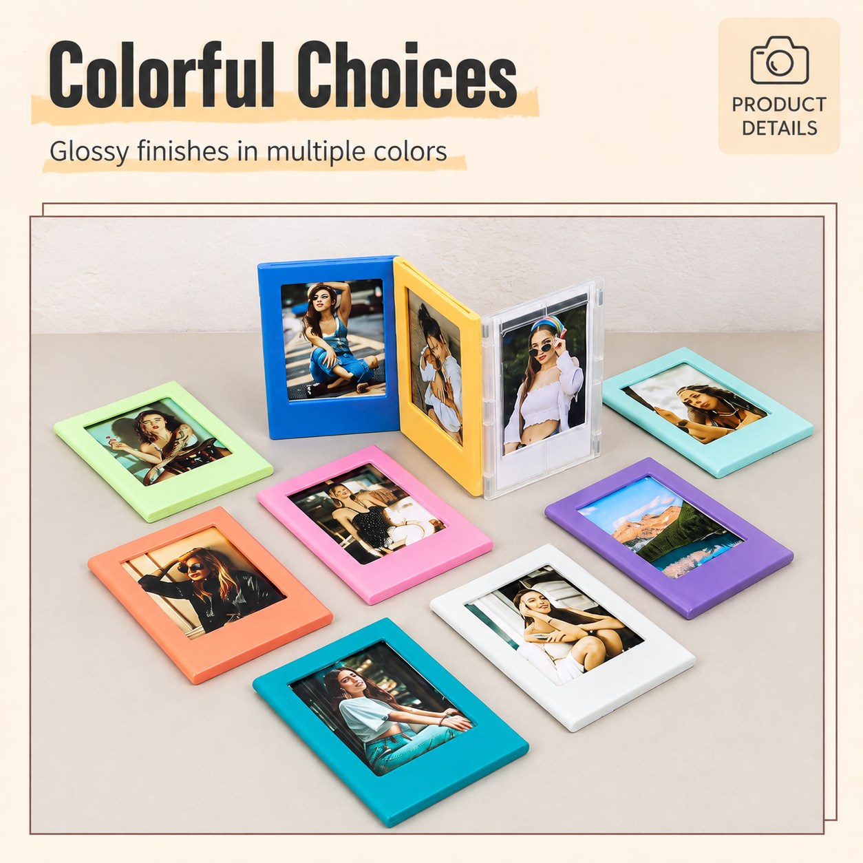 Colourful magnetic photo frame color options