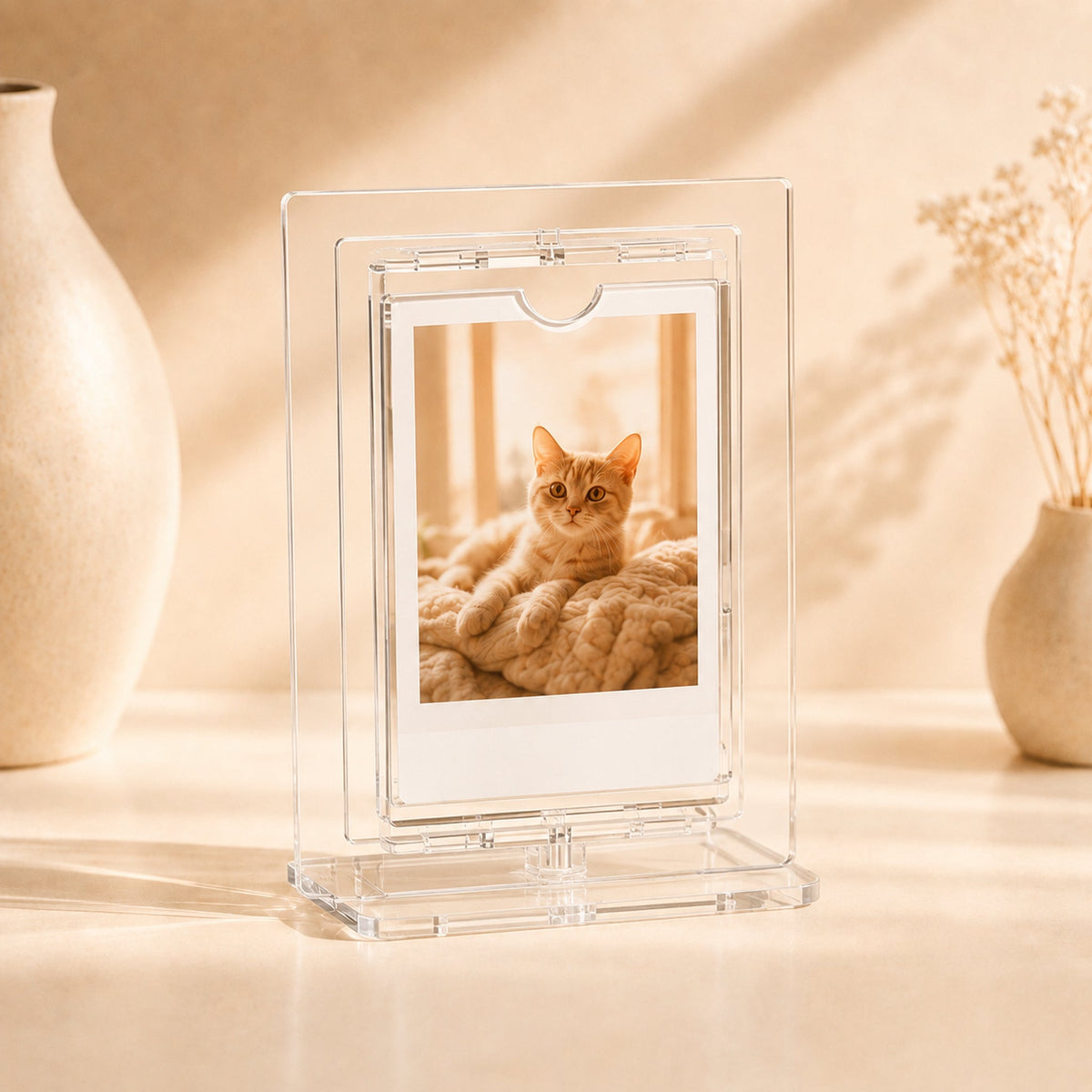 Rotating acrylic instant photo display stand