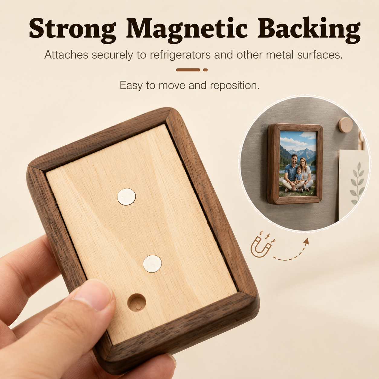 Strong magnetic backing feature image for selected magnetic frame variants